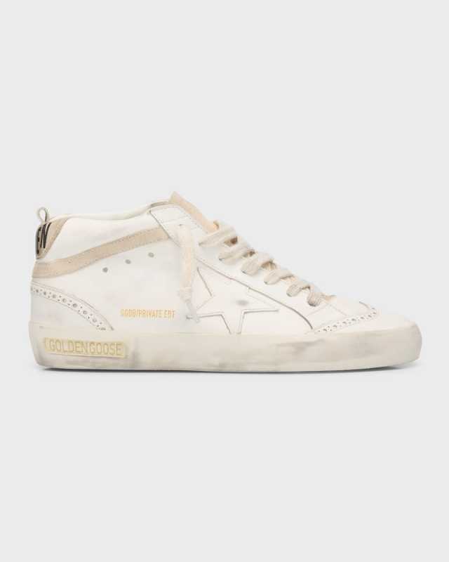 Mid Star Mixed Leather Wing-Tip Sneakers