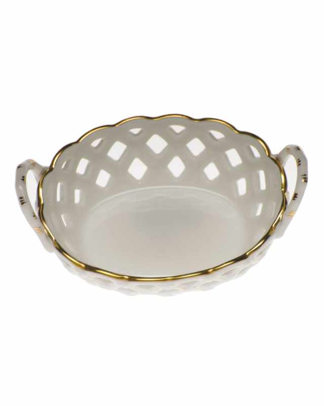 Golden Edge Small Openwork Basket with Handles