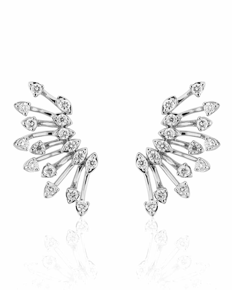 Luminus 18k White Gold Diamond Semicircle Earrings