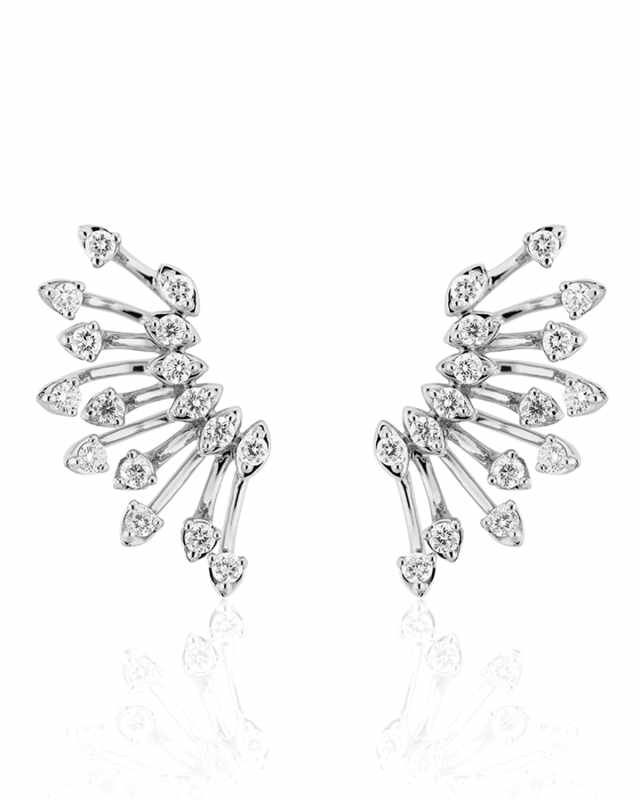 Luminus 18k White Gold Diamond Semicircle Earrings