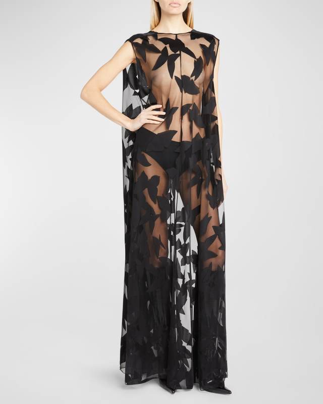 Sheer Gown with Butterfly Details