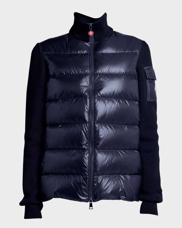 Mixed Media Wool Puffer Cardigan