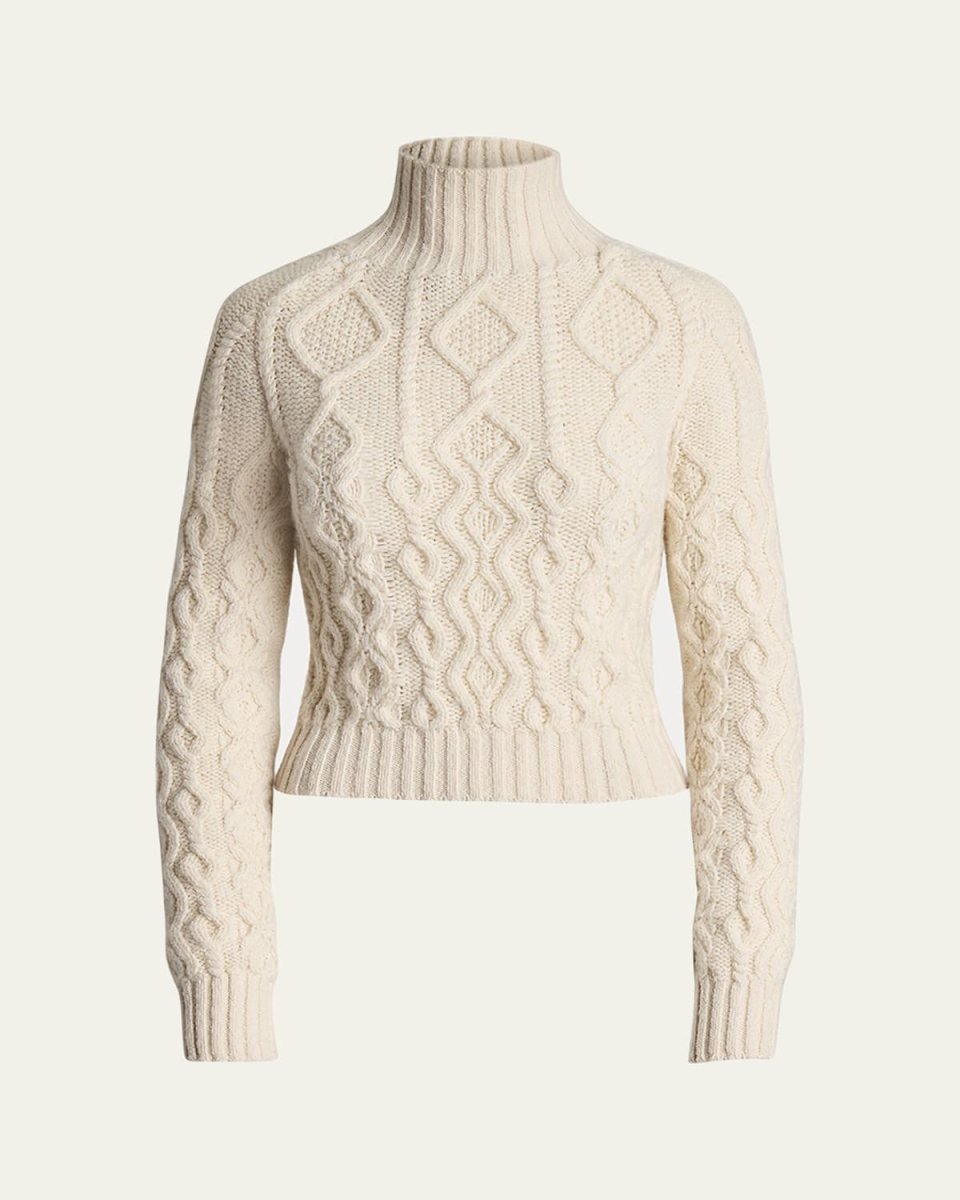Aran-Knit Cashmere Funnelneck Sweat