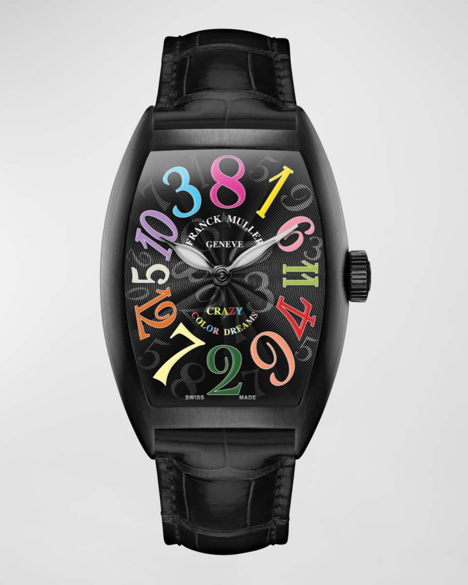 Color Dreams Curvex Automatic Watch with Alligator Strap, Black