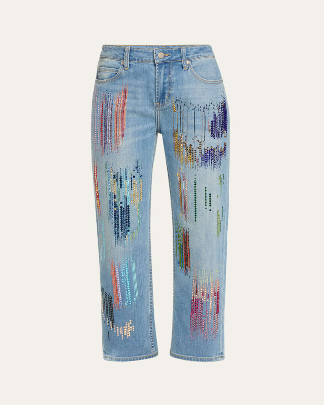 FWB Boyfriend Jeans with Crystal Detai