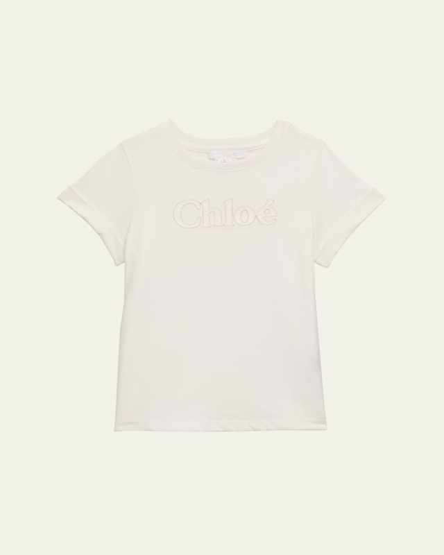 Girl's Embroidered Logo Short-Sleeve Jersey T-Shirt, Size 4-