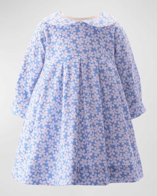 Girl's Daisy-Print Twill Dress W/ Bloomers, Size 6M-24