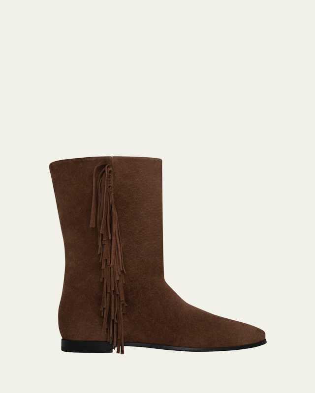 Texas Suede Fringe Mid Boots