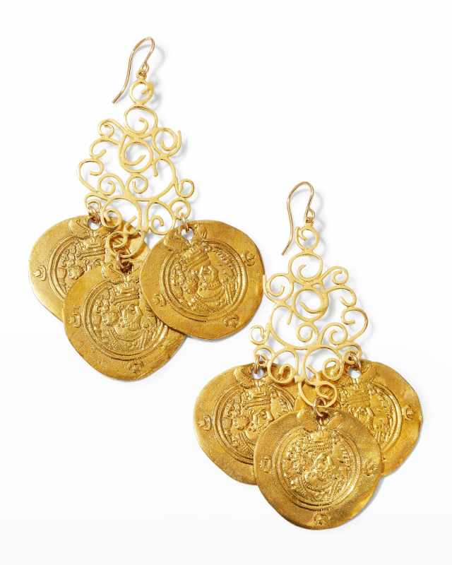 Gold Coin Chandelier Earrings