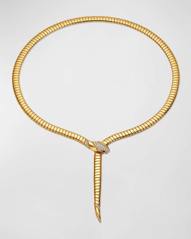 18K Yellow Gold Serpenti Tubogas Onyx Diamond Necklace