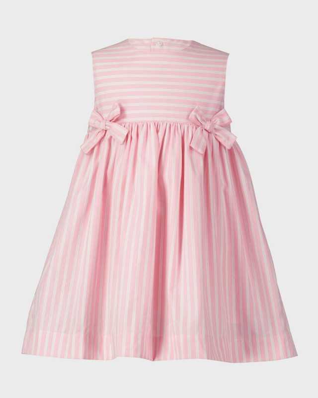 Girl's Bow Stripe Sleeveless Cotton Dress, Size 2-