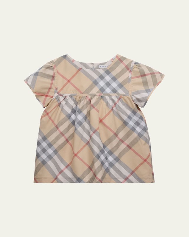 Girl's Zoey Check-Print Blouse, Size 3-14