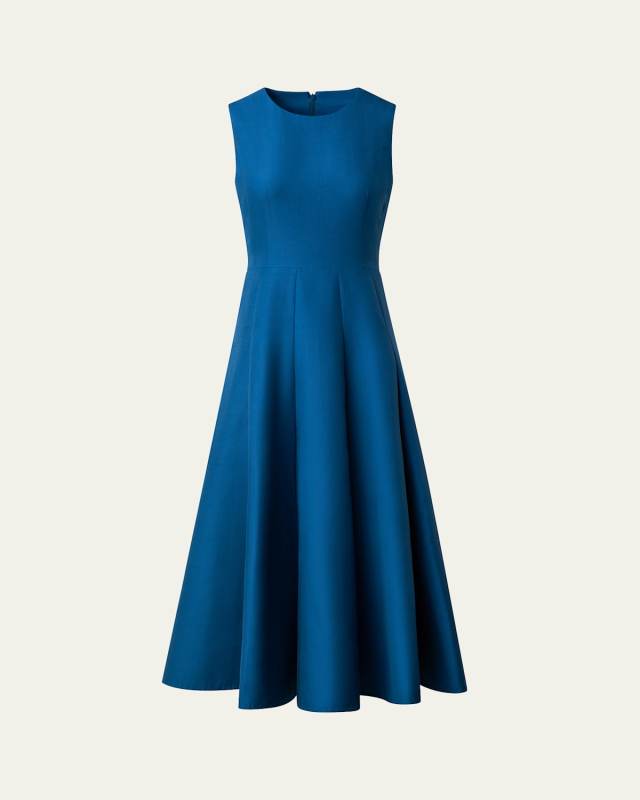 Cotton Silk Flared Midi Dress
