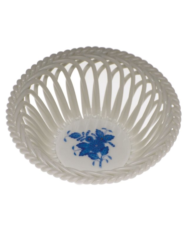 Chinese Bouquet Blue Medium Openwork Basket