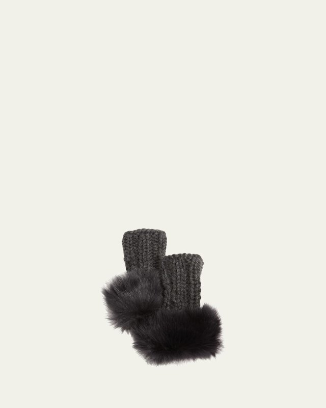 Knitted Toscana Shearling Fingerless Gloves