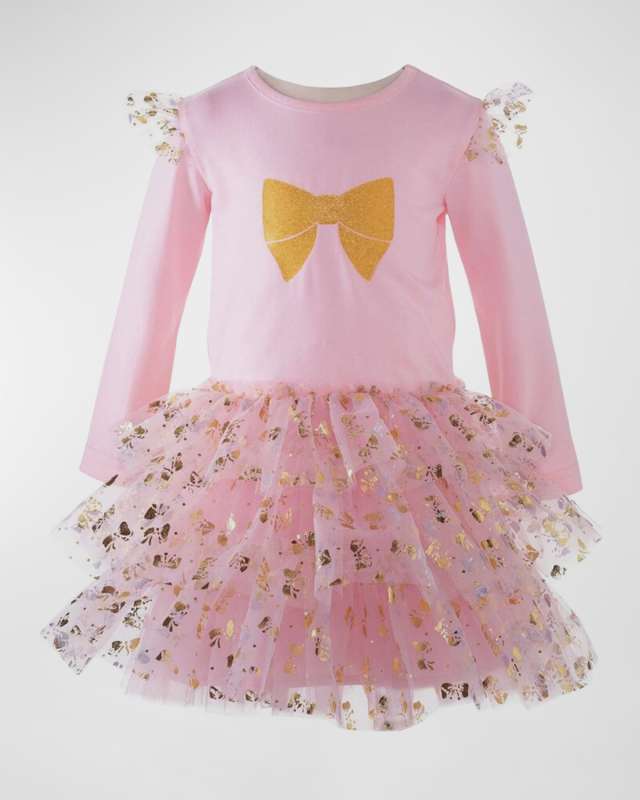 Girl's Embellished Bow Tutu Dress, Size 6M-24