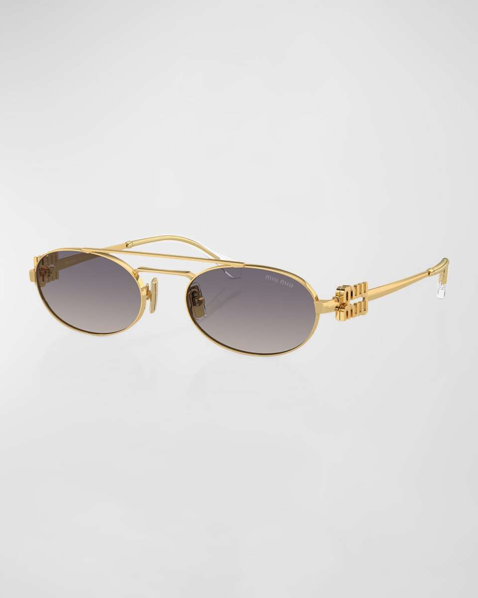 Gradient Metal Oval Sunglasses