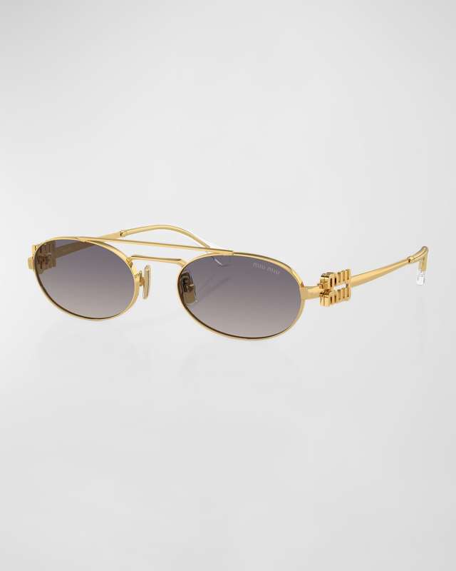 Gradient Metal Oval Sunglasses