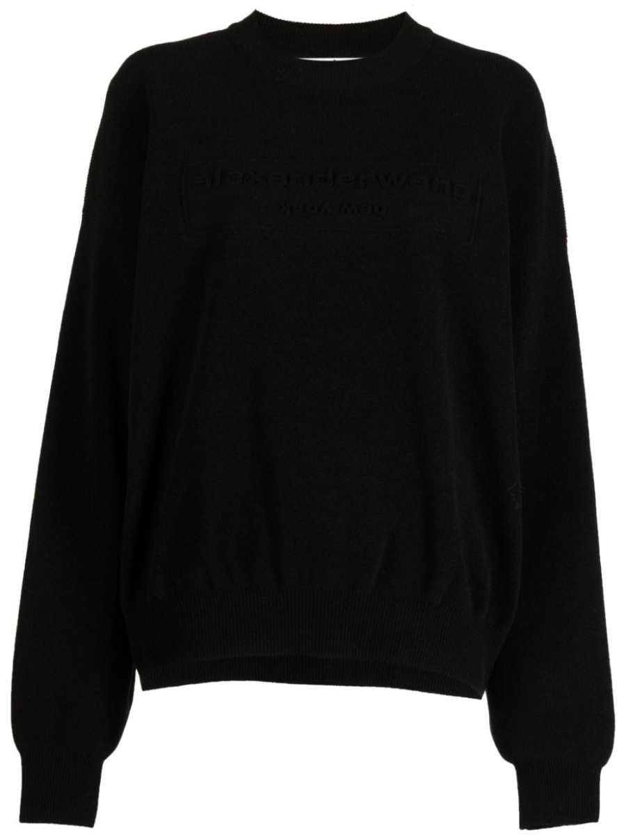 logo-embroidered ribbed sweater