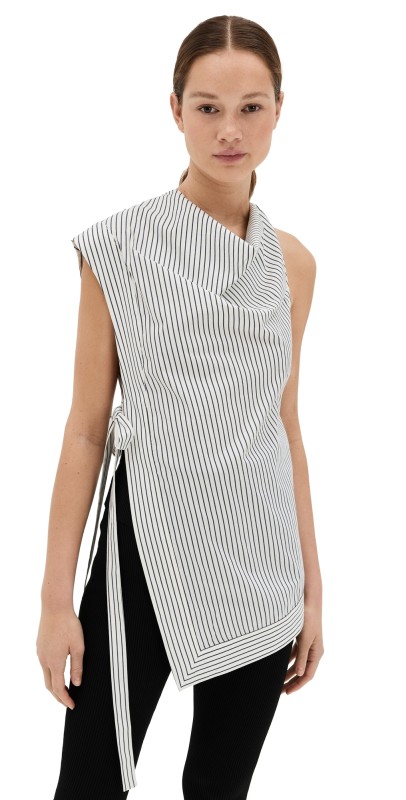 STAUD Sawyer Top Ivory Micro Stripe
