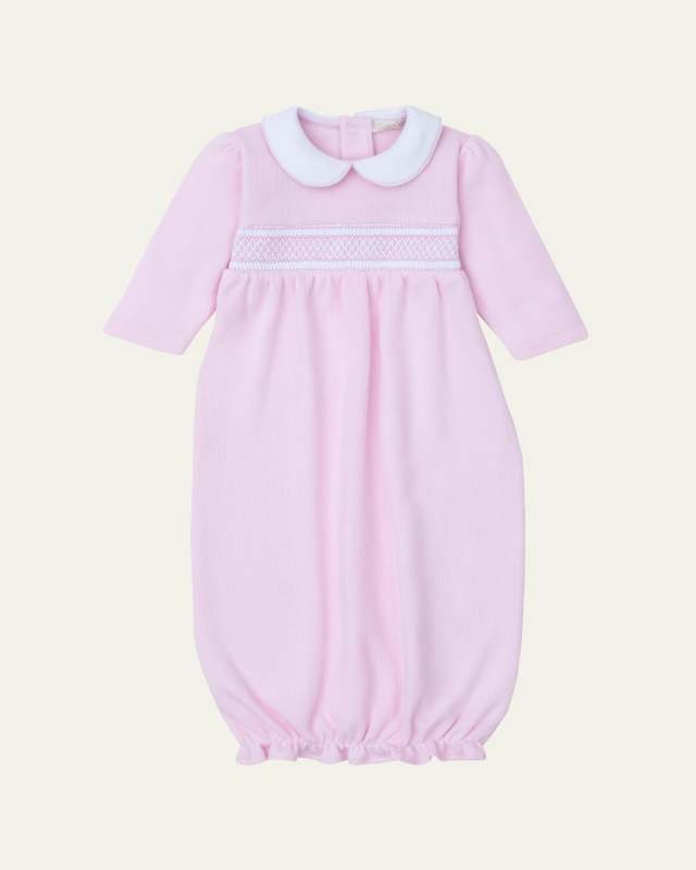 Girl's Punto Ingles Hand Smocked Sleep Sack, Size Newborn-S