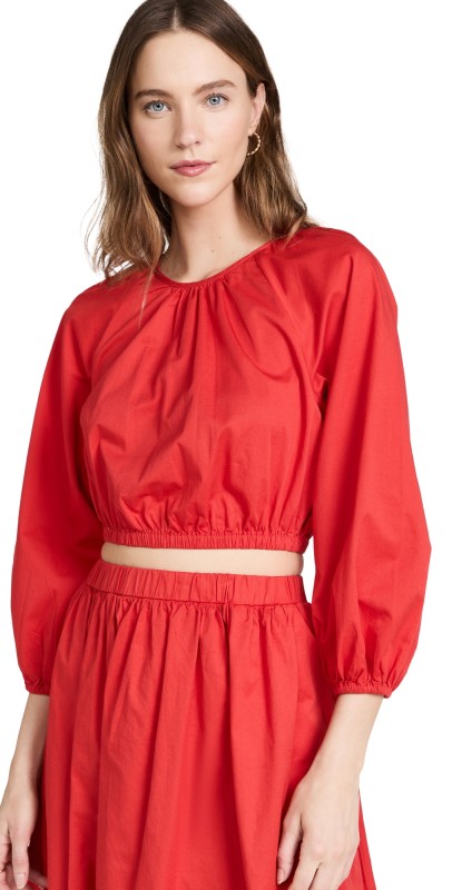 SUNDRY Cropped Blouse Cherry