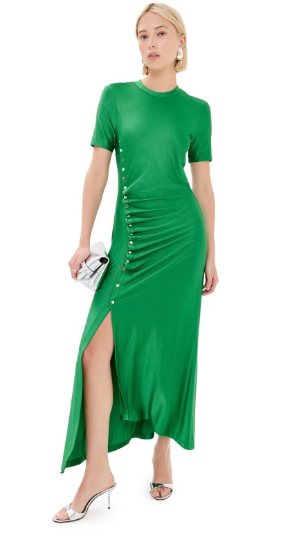 rabanne Pleated Dress Vert Emeraude