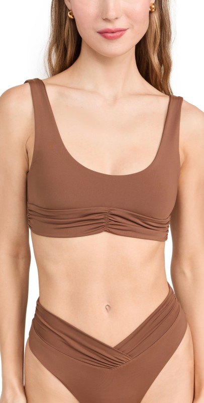 Riot Swim Pico Bikini Top Brown Sugar
