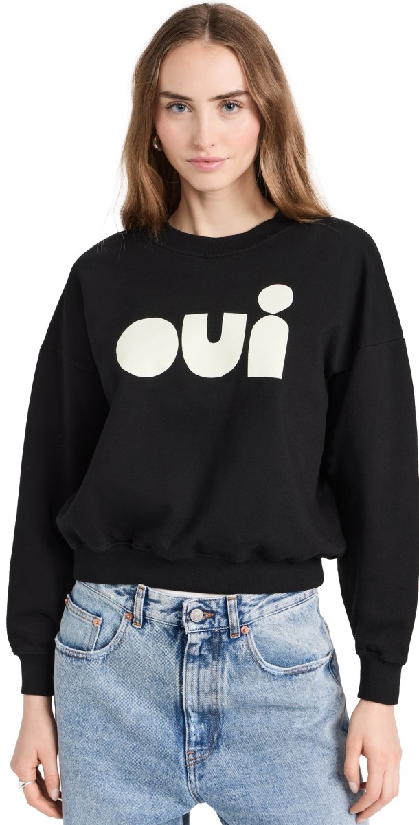 Clare V. Le Drop Sweatshirt Black w/ Cream