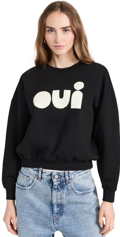 Clare V. Le Drop Sweatshirt Black w/ Cream
