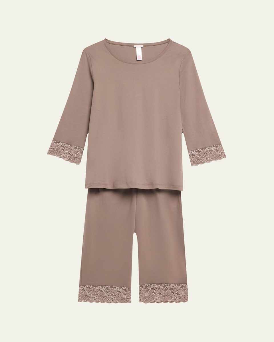 Moments Lace-Trim Cropped Pajama Set