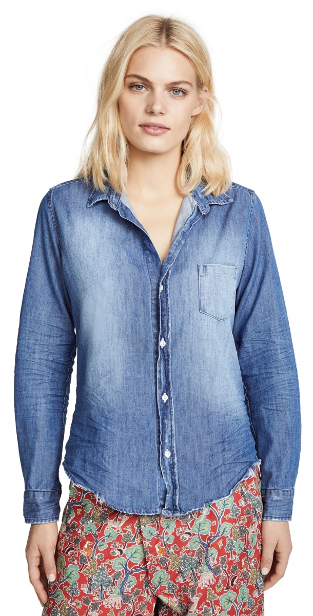 Frank & Eileen Barry Button Down Faded Distressed Vintage Wash