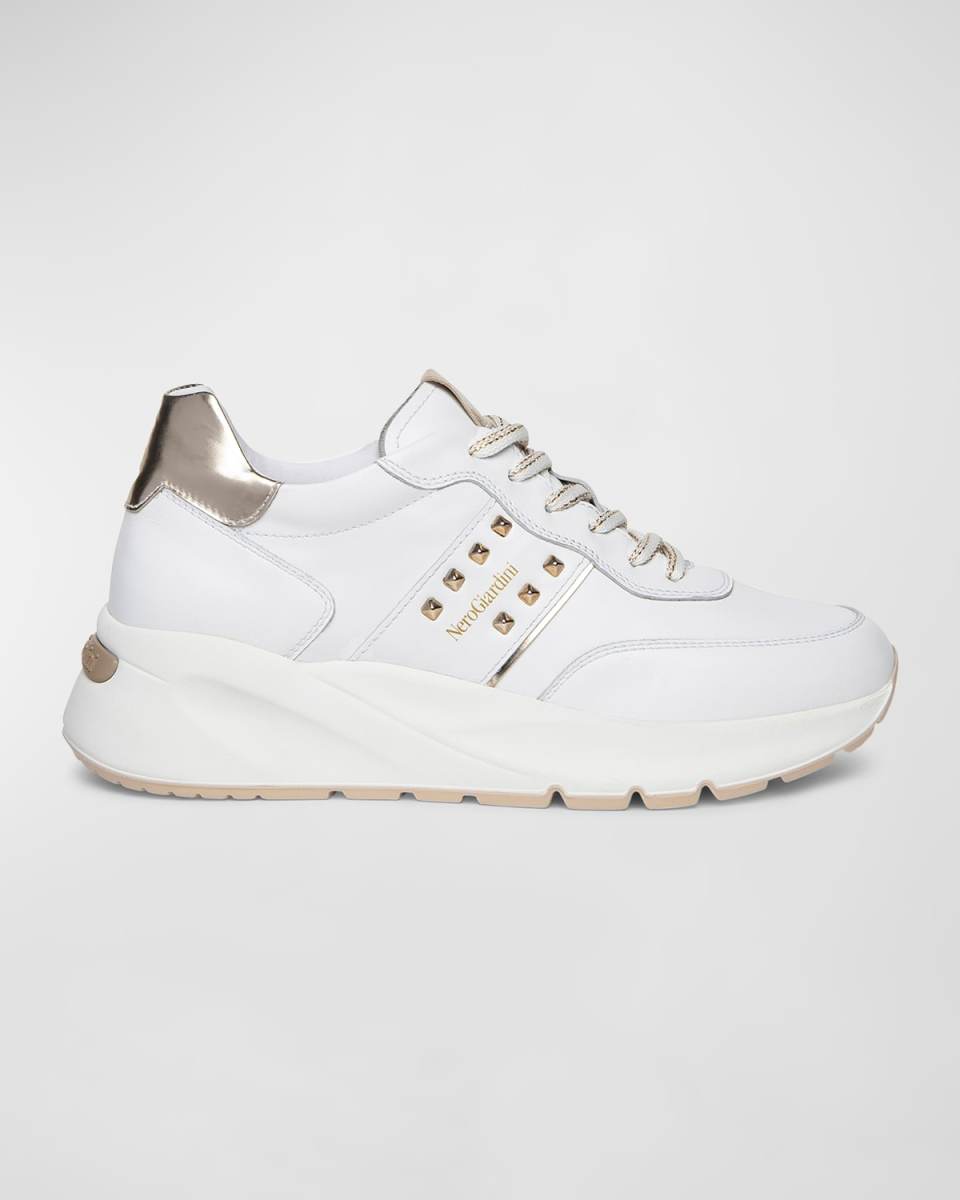 Studded Retro Low-Top Leather Sneakers