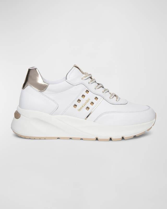 Studded Retro Low-Top Leather Sneakers