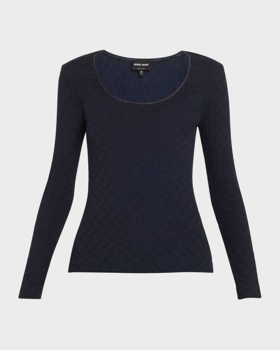 Textured Jersey Long-Sleeve Tee