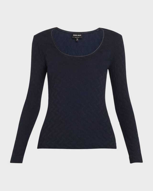Textured Jersey Long-Sleeve Tee