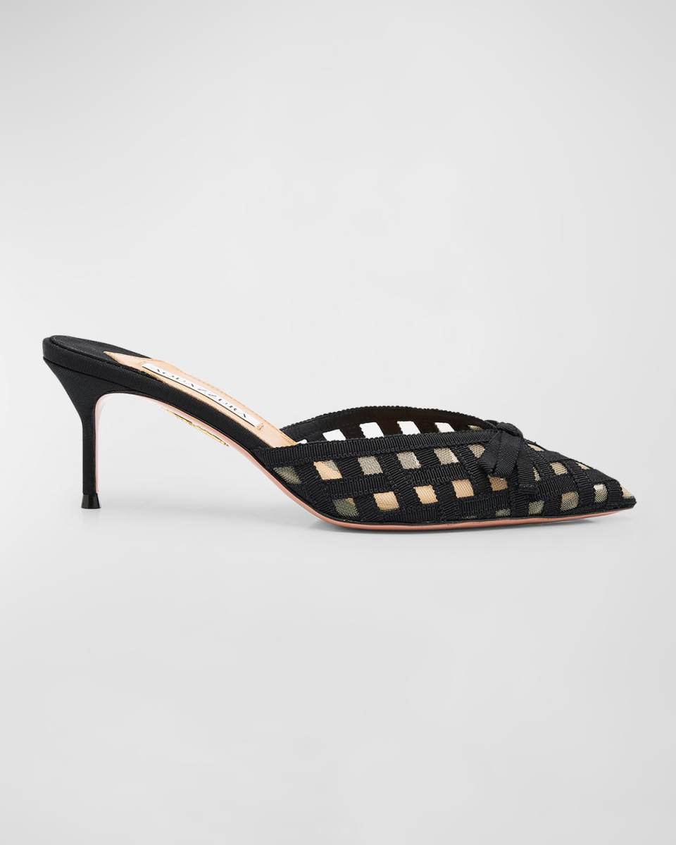 Romance Grosgrain Check Mule Pumps