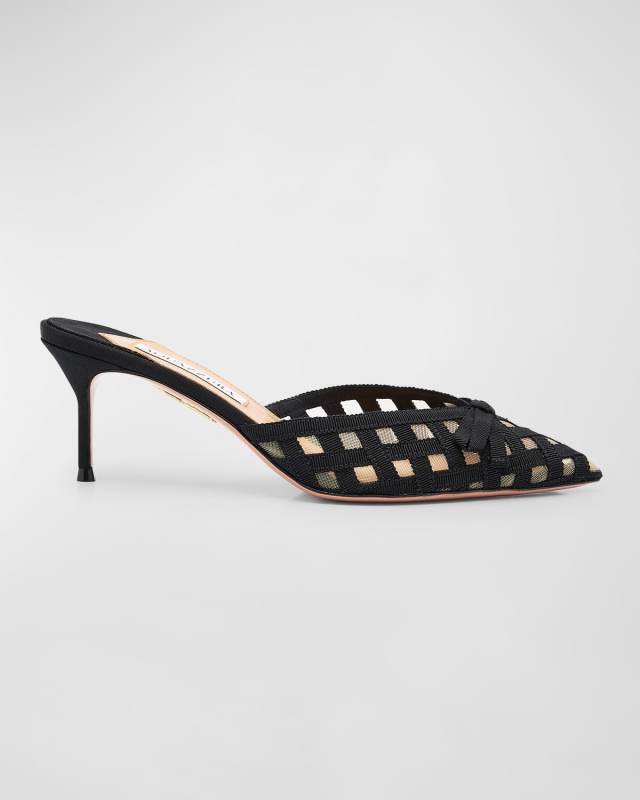 Romance Grosgrain Check Mule Pumps