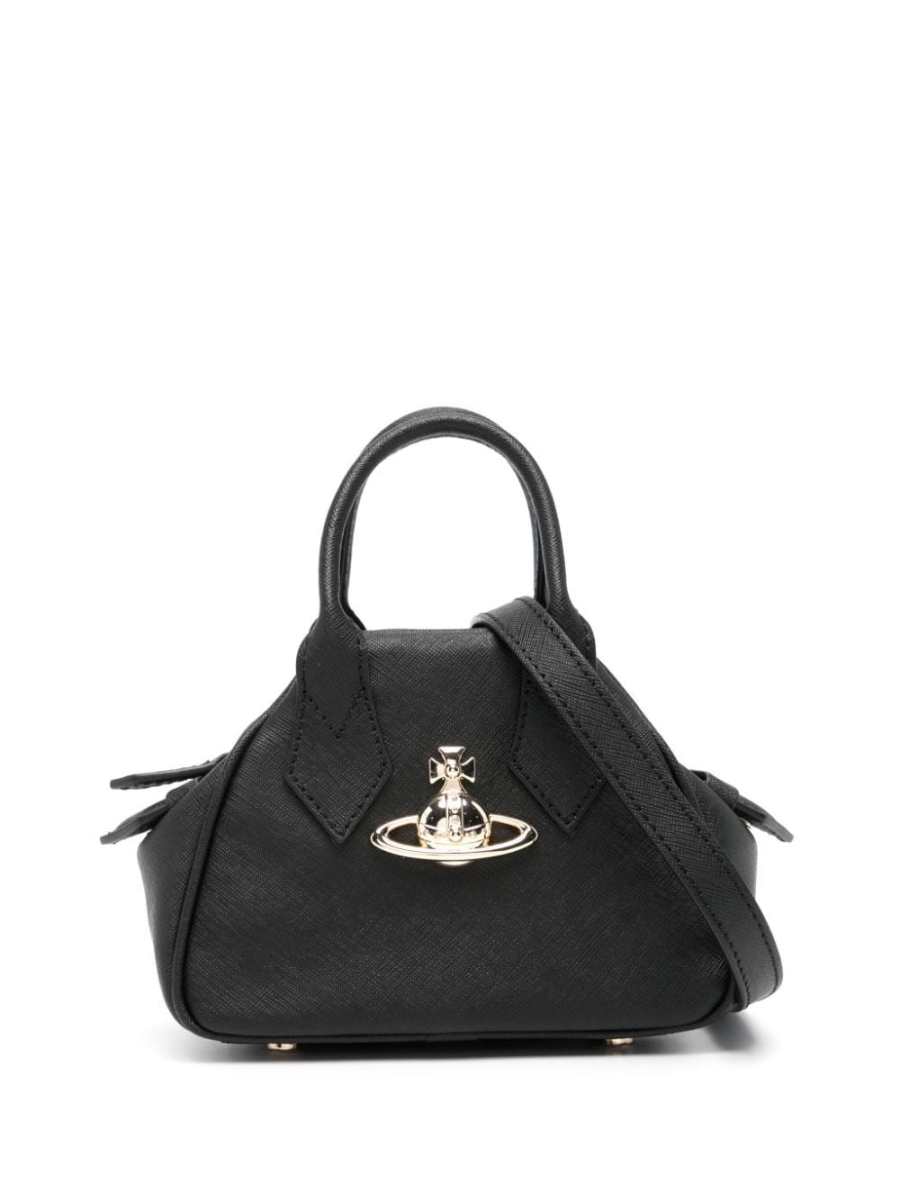 Orb-plaque leather tote bag
