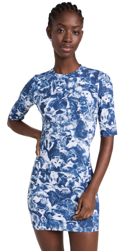Stella McCartney Animal Crowd Mini Dress Indigo/Cream