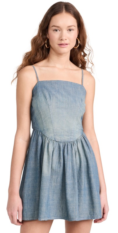 RE/DONE RE/DONE x Pam Chambray Gathered Dress Paradise Cove