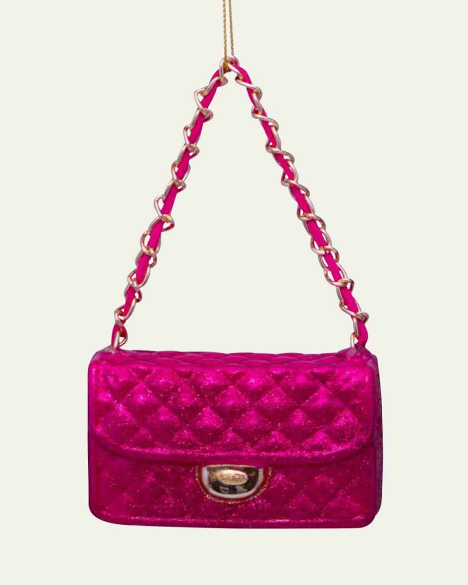Raspberry Glitter Handbag Christmas Ornament