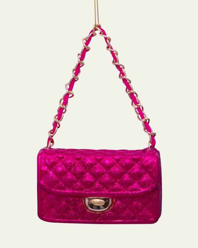 Raspberry Glitter Handbag Christmas Ornament