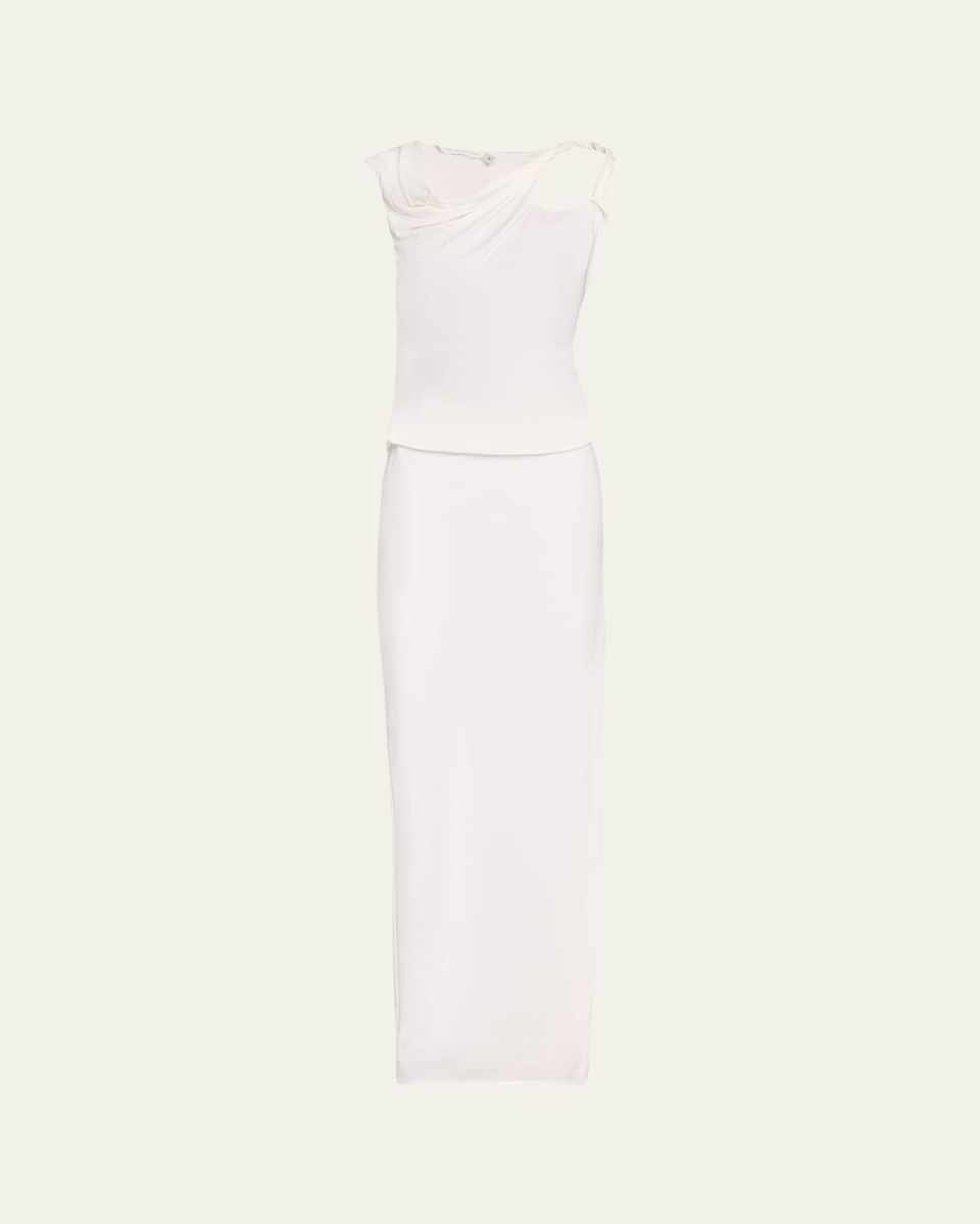 Ravelled Jersey Cutout Column Maxi Dress