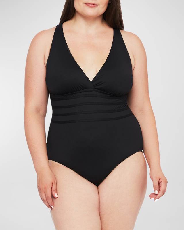 Plus Size Island Goddess Strappy-Back One-Piece Swimsuit
