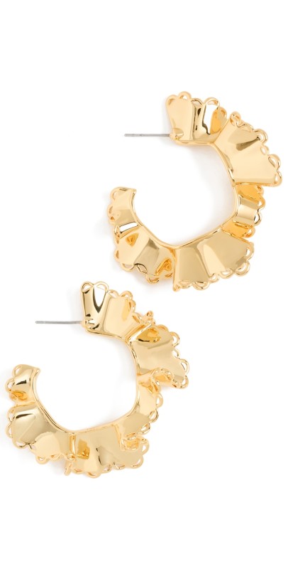 Lele Sadoughi Scallop Ruffle Edged Hoop Earrings Gold