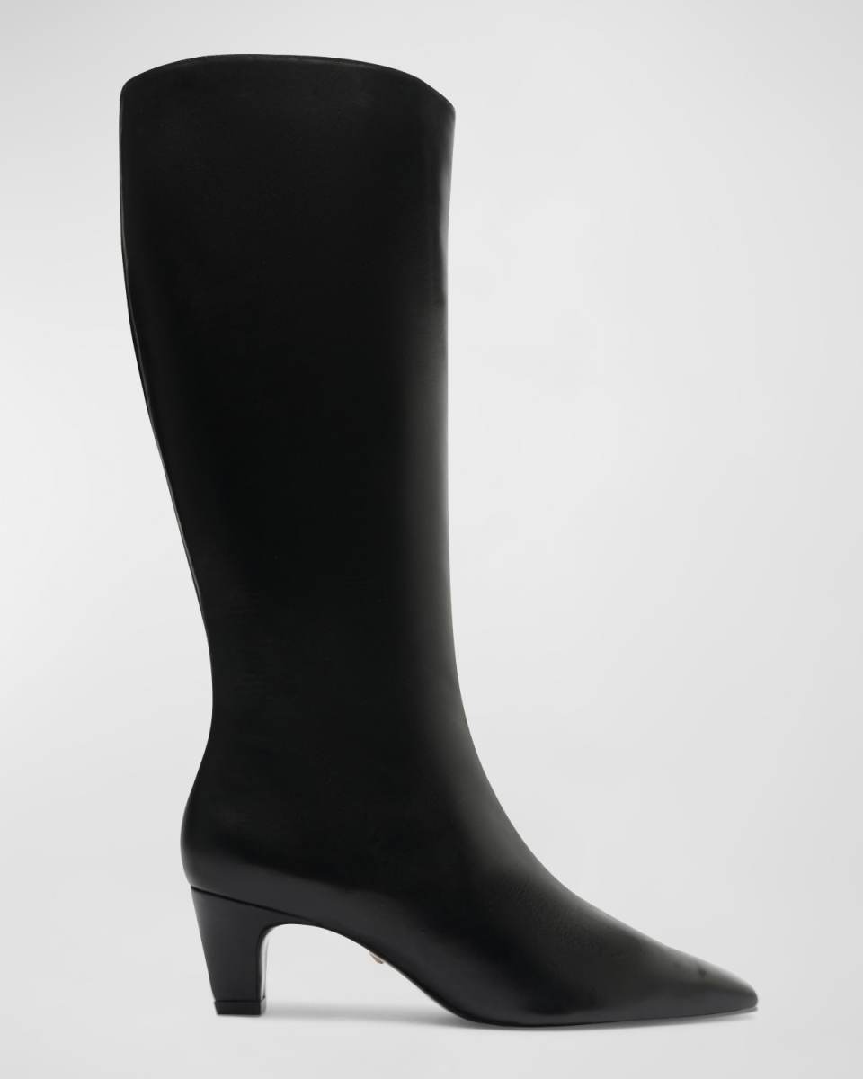 Dellia Leather Kitten Knee Boots