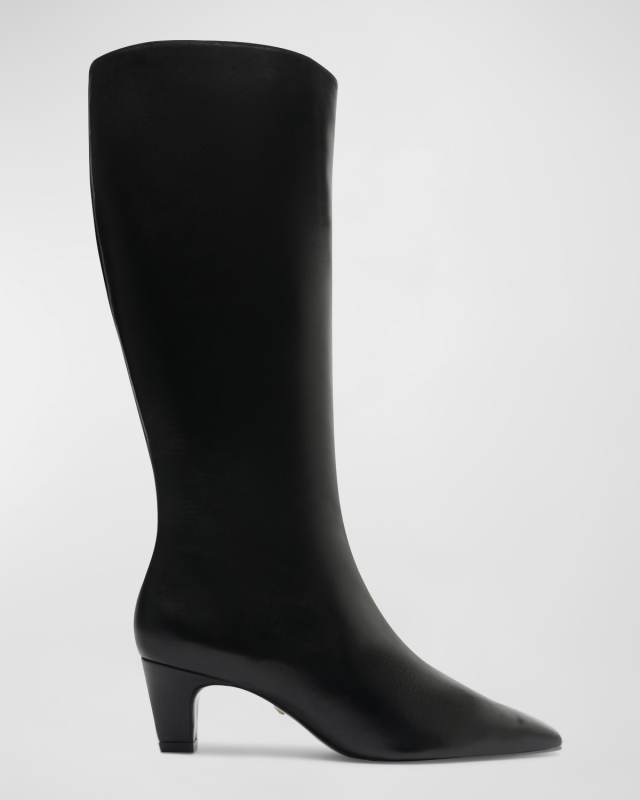 Dellia Leather Kitten Knee Boots