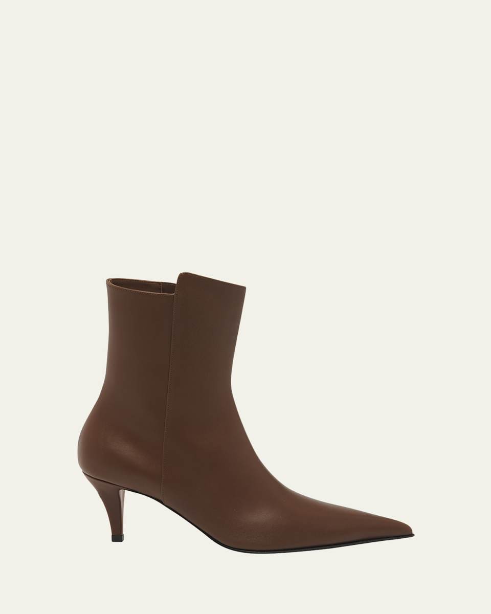 Leather Zip Stiletto Ankle Boots