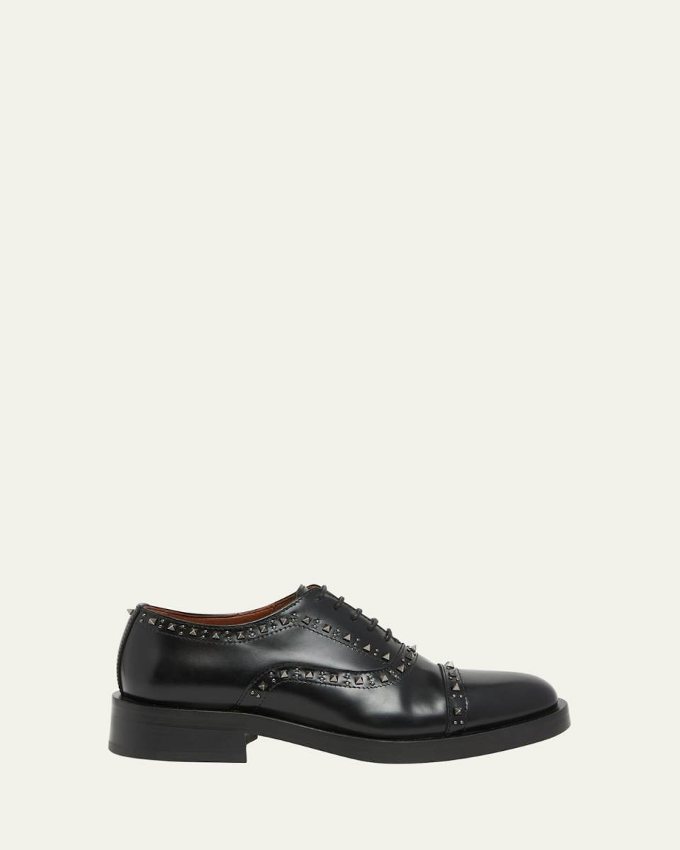 Leather Stud Derby Loafers